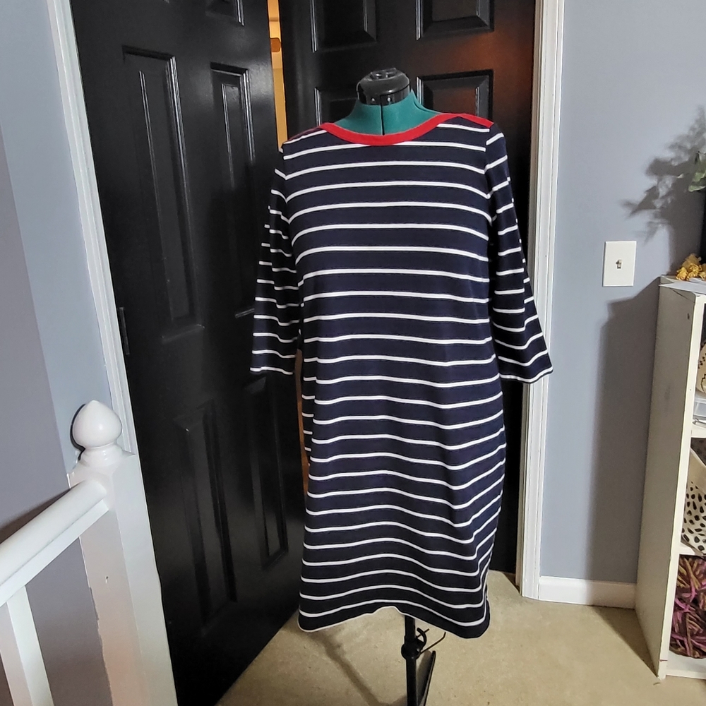 Talbots Woman size 1x stretchy cotton half sleeve red white and blue dress
